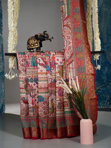 Korean Tussar Pashmina Kari Shal Featuring Intricate Mughal Style Pict ...