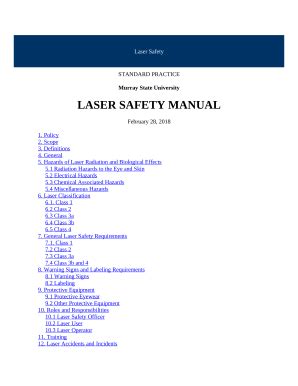 Hazards of Laser Radiation and Biological Effects Doc Template | pdfFiller