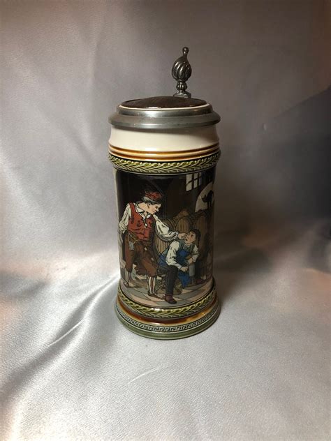 VTG Genuine Old German Beer Stein Monkey 828 1960 E&R Golden Crown W ...