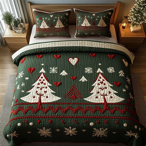 Festive Forest Charm 3-Piece Quilted Bedding Set NCU0DK2213 - Vantique