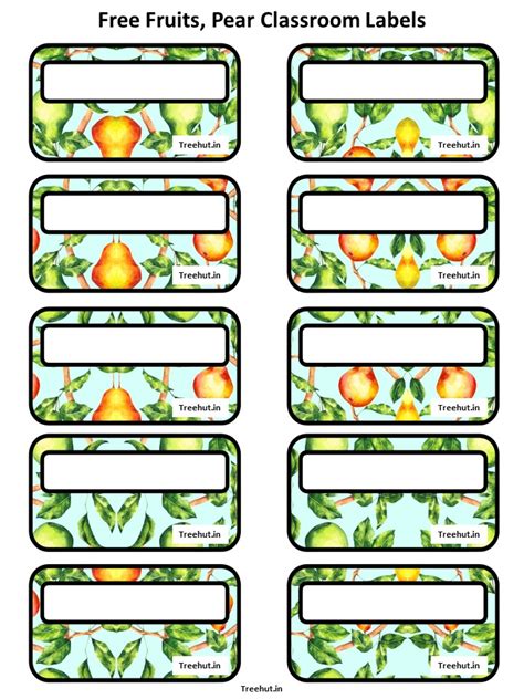 Free Fruits, Pear Bulletin Board Decorations and Craft Printables #243