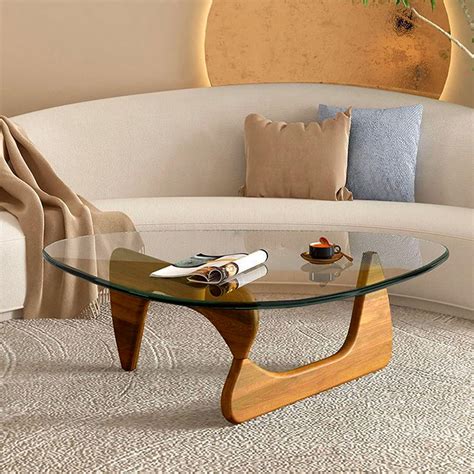 Amazon.com: Triangle Glass Coffee Table-Mid-Century Modern End Table ...