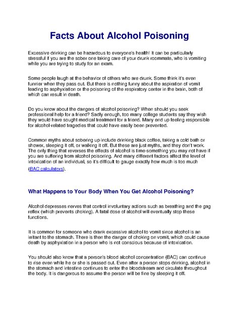 Understanding Alcohol Poisoning: Risks and Myths - Studocu