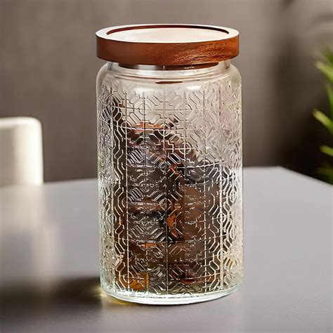 Buy UMAI Glass Jar With Wooden Lid | Airtight Kitchen Containers For ...