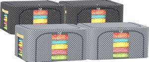 KUBER INDUSTRIES Storage Box Pack of 4 Steel Frame 24 Liter Parachute ...