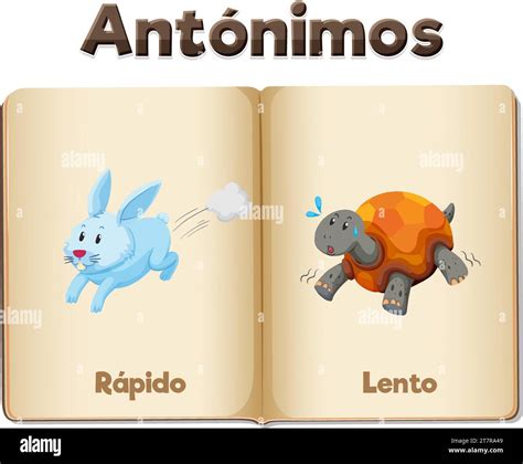 A vector cartoon illustration of antonyms 'Rapido' and 'Lento' in ...