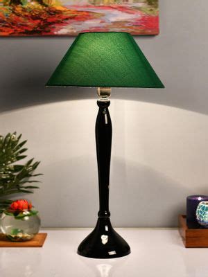 Buy Homesake Glossy Black Ovoid Table Lamp Green Shade Online