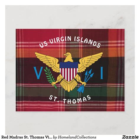 US Virgin Islands Flag St. Thomas USVI Madras Postcard | Zazzle ...