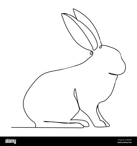 Bunny rabbit in continuous line art drawing style. Hare black linear ...