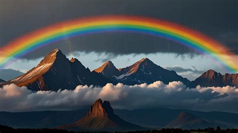 Different shapes of rainbows with mountain | Premium AI-generated image