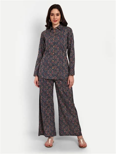 Krati Creations Blue Co-ord Set Set | Printed Co-ord Set for Women ...