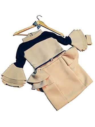 Buy Sahjanand Creation Rajwadi Girls Beige Knee-Long Scuba Cut-Out ...