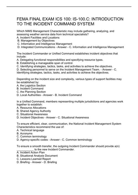 Image result for FEMA 100 Study Guide