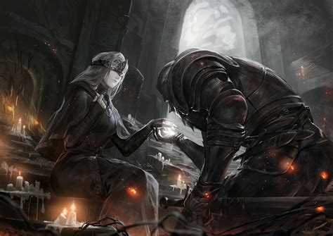 WLOP, knight, Dark Souls, Dark Souls III, fire keeper HD Wallpaper
