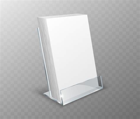Acrylic holder, table display with blank cards | Free Vector