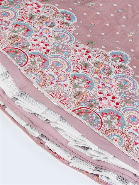 Rose Gold Shimmer Mauve Sequined & Embroidered Semi-Stit