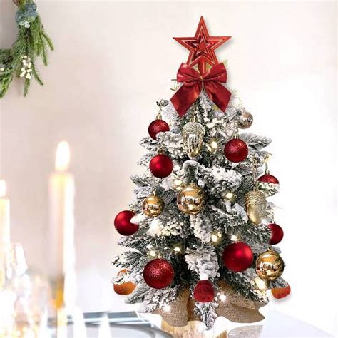 Mini Christmas Tree, 24 Inches Artificial Tabletop Christmas Tree LED ...
