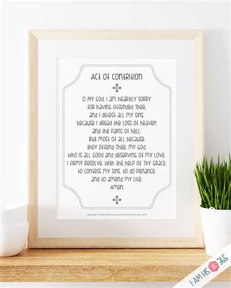 Act of Contrition Prayer Print: Catholic Christian Art (PDF Download ...