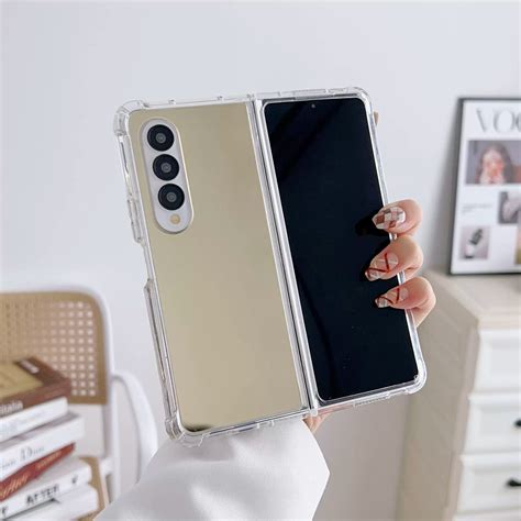 Samsung Galaxy Z Fold 4 Gold Mirror Shockproof Cover | Mirror Edition ...