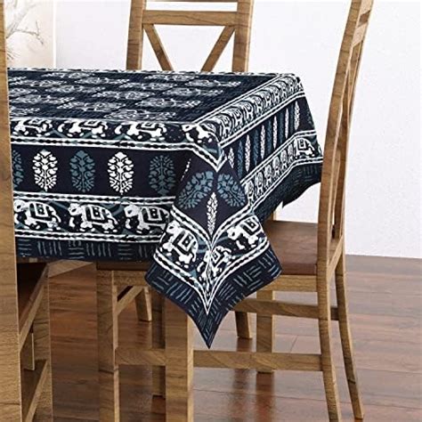 Buy BLOCKS OF INDIA Hand Block/Batik Printed Cotton Rectangular Table ...
