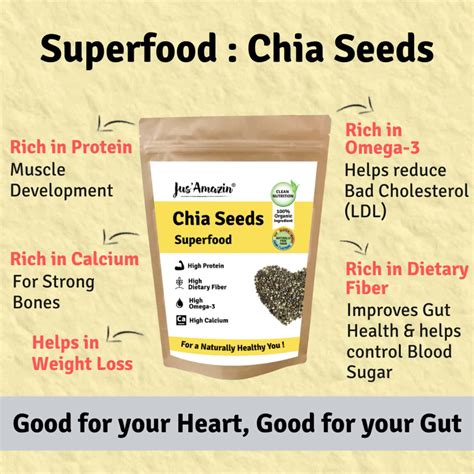 Buy JUS AMAZIN ORGANIC CHIA SEEDS (500G) CLEAN NUTRITION SUPERFOOD RICH ...