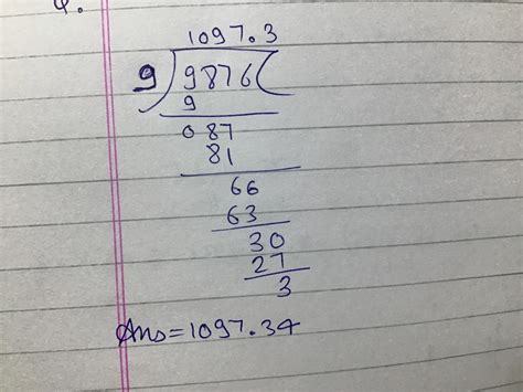 9876÷9 ans with process - Brainly.in