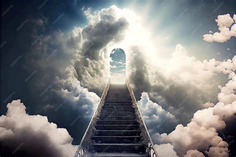 Camino a dios en las nubes escalera al cielo | Foto Premium