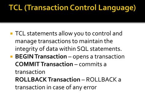 SQL DDL DML DCL TCL 的图像结果
