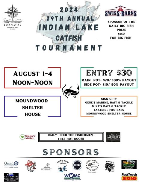 29th ANNUAL INDIAN LAKE CATFISH TOURNAMENT , Moundwood State Park ...