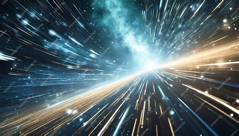 Premium Photo | Time travel lights streak through space and galaxy depicting the concept of ...