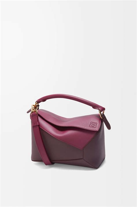 Small Puzzle bag in classic calfskin Crimson/Dark Burgundy - LOEWE