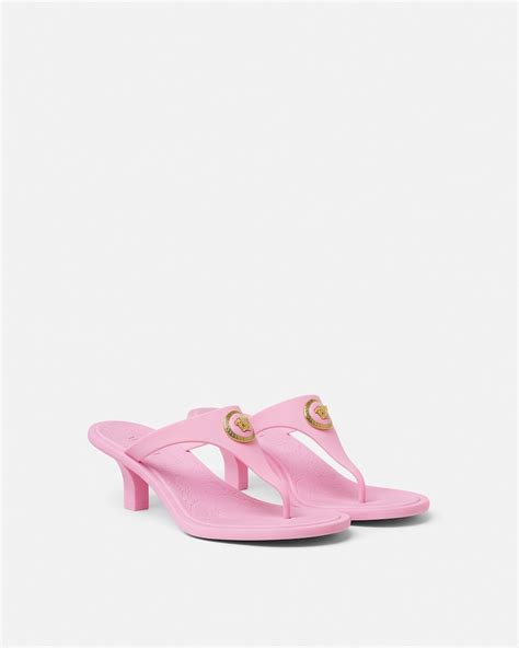 Alia Rubber Thong Sandals 55 mm Pink | VERSACE US