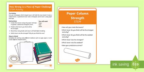 KS1 Paper Column Strength STEM Activity and Prompt Card Pack