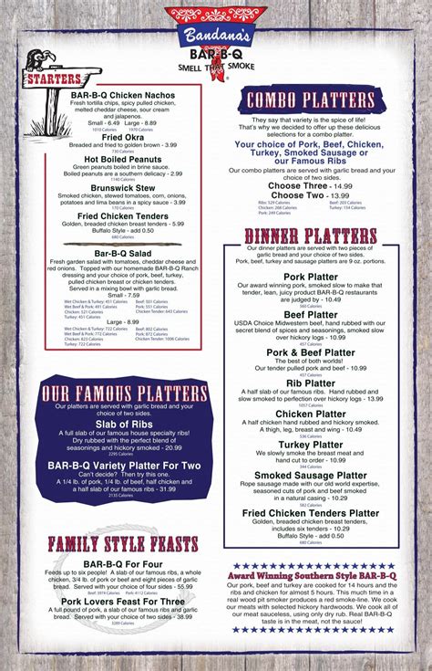Bandana's Bar-B-Q Menu With Prices at Eliza Michaud blog