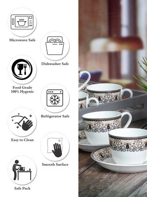 Sonaki Bone China Coffee/Tea Cup & Saucer (Set of 6pcs Cup & 6pcs Sauc ...