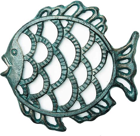 Buy Sungmor Cast Iron Cute Fish Trivet for Wood Stove - Dia-7.5 Inch ...