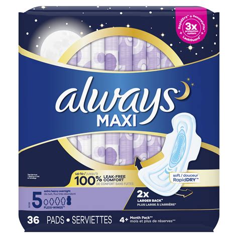 Buy Always Maxi Overnight Pads with Wings, Size 5, Extra Heavy ...