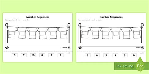 Cut and Paste Number Sequencing Worksheet / Worksheets
