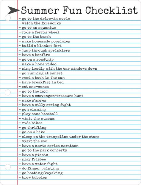 Summer Fun Checklist 的图像结果