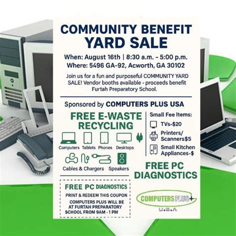 Community Benefit Yard Sale / E-Waste Recycle Event, Furtah Preparatory ...