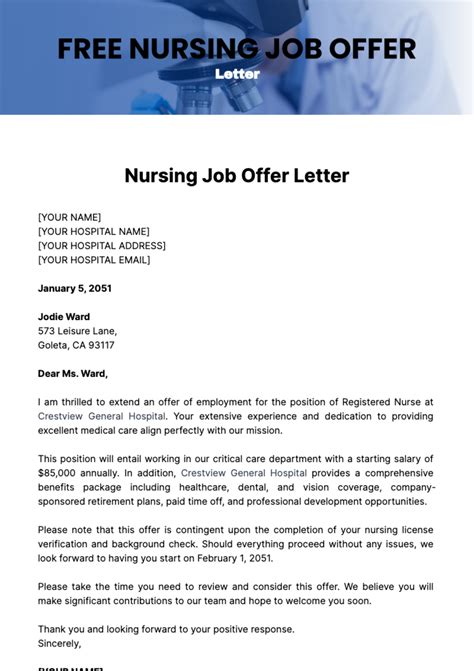 Sample Offer Letter For Job Offer