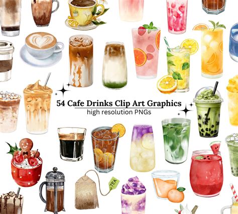 54 Cafe Drinks Clip Art Bundle, Cafe Drinks Pngs, Coffee Clipart, Cafe ...
