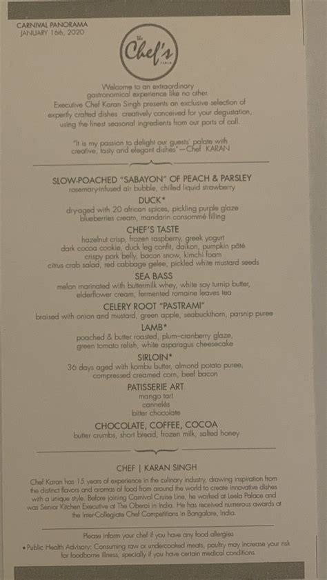 Chef's Table Menu Prices at Nathan Mcnicholas blog