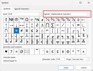 How to Insert Approximate (≈) Symbol in Excel?