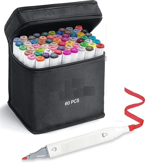 BEAN LAB Pro Alcohol Markers Set 60 Dual Tip Brush Pens & Color Marker ...