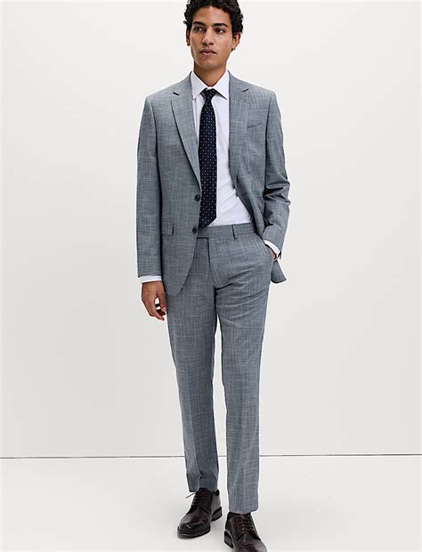 Buy Tailored Fit Check Stretch Jacket at Marks & Spencer