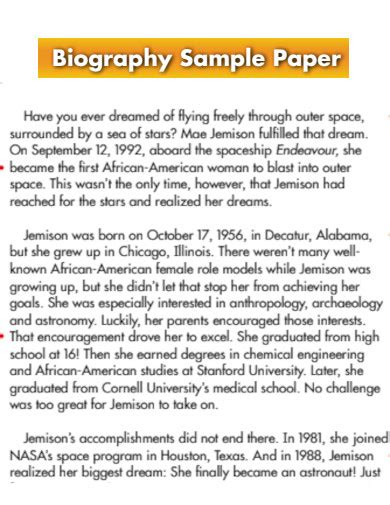 Biography Sample 的图像结果