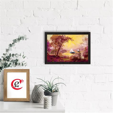 Boats Under River Scenic View Satin Matt Texture UV Art Painting ...