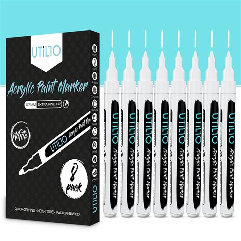 Buy White Paint Marker (8-Pack) 0.7mm Fine Tip Made in Japan | Bold ...