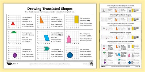 Drawing Translated 2D Shapes Differentiated Worksheet / Worksheets